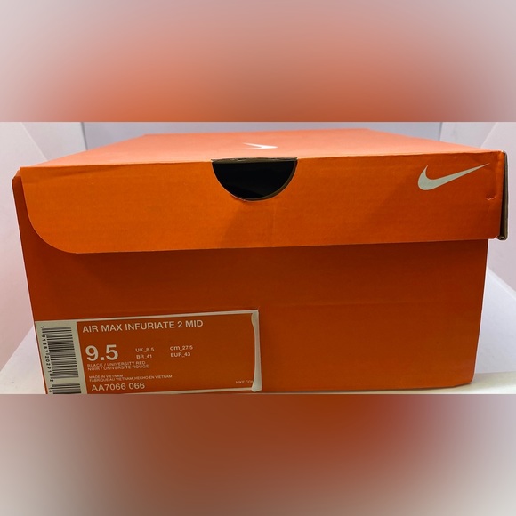Nike Mens Air Max Infuriate 2 Mid Basketball Shoes - Black / Red - AA7066-066 main image 13